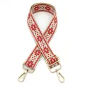 Tracolla larga in jacquard stile etnico beige con motivi geometrici rossi - X37 - Beige/rosso / Chiusura in Argento