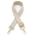Tracolla larga beige ricamata etnica con fibbie metalliche dorate regolabili - X36-Crema / Chiusura in Argento