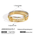 Three-piece stacked stainless steel rings in gold and silver finish with zircon accents - US 7 / Three-in-One Stackable Style (JDR0303318-PS-7) / Gold and Silver