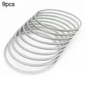 Lot de 9 joncs fins empilables en acier inoxydable argenté de 2 mm pour femmes - Ensemble de 9 Anneaux (Couleur Acier) / Diamètre Intérieur 60mm*Largeur 2mm