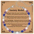 Detailed view of 4mm crystal beaded bracelet with silver lobster clasp and heart charm - Anxiety Relief
