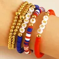 Independence Day beaded bracelet set with gold accents and personalized names - 04 Golden Beads Style (KC Gold)