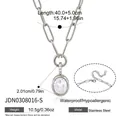 Collana in acciaio inossidabile argento con catena a graffetta e ciondolo ovale - Stile pendente ovale argento (JDN0308016-S)