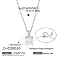 Collana in acciaio inossidabile argento con ciondolo in zircone 18k e misure - Stile pendente in zircone rotondo singolo argento (JDN0308018-S)