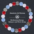 Detail of colorful gemstone beads for anxiety relief and energy balance bracelet - Red Blue White Grey Multicolor (Style 6)