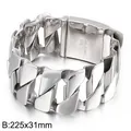 Bracelet chaîne épaisse en forme de D pour hommes en acier inoxydable 316L poli - Chaîne Cubaine à 11 Maillons (KB14627-D=11粒)
