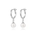 Elegante Creolen aus S925 Sterlingsilber mit Anhängern aus weißen Perlen - Platin Perle Perlenstil (1)