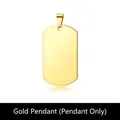 Customized rectangular gold military dog tag pendant with polished finish 50x28mm - Gold Pendant Only (Without Chain)