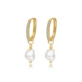 Elegante S925 Goldohrringe mit Barockperlen und funkelnden Zirkonia-Verzierungen - 14K Gold Zirkonia Eingelegt Barockperle Stil (2)