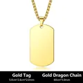 Customized gold military dog tag pendant with color photo printing and durable bone chain - Gold Pendant And Keel Chain