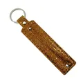 Bruine glitter rechthoekige sleutelhanger met metalen ring voor DIY-accessoires - Lichtbruin