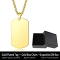 Custom gold rectangle dog tag necklace with personalized photo engraving and gift box - Gold Pendant Keel Chain And Gift Box