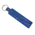 Blauw-paarse glitter rechthoekige sleutelhanger met zilveren metalen ring - Donkerblauw
