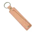 Pink glitter sequin keychain with silver ring and metallic studs for DIY charms - Pink