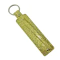 Glittering gold sequin keychain strap with silver metal ring for 8mm DIY slide letters - Gold