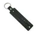 Sparkly black glitter keychain strip with silver metal ring and three rivets detail - Black