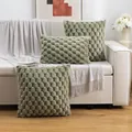 Set di tre federe per cuscini verde fagiolo in velluto a coste 3D su divano - 50*50 / Verde