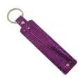 DIY purple sequin leather keychain with silver metal ring and rivet for 8mm letters - Dark Purple