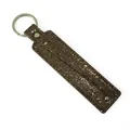 Sparkly bronze sequin keychain with silver rivets and 8mm slider letter belt - Dark Brown
