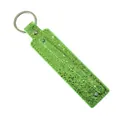 Green glitter keychain strap with silver metal ring and studs for DIY accessories - Light Green