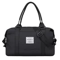 Schwarze Reisetasche mit Rautensteppung, großem Fassungsvermögen und Schultergurt - Schwarz