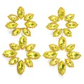 Luxuriöse gelbe Strass-Ohrringe in Blumenform mit funkelnden Kristallen im Marquise-Schliff - Versilbert (5cm) / Gelb