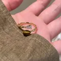Anillo de sol dorado con ojo de tigre y circón de gota, diseño retro de aro abierto - Estilo Gota de Agua Ojo de Tigre