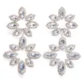 Luxuriöse Übergröße-Blumenohrringe mit Marquise-Kristallen und Silber-Finish - Versilbert (5cm) / Weiß
