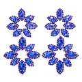 Exaggerated luxury flower-shaped drop earrings with deep blue crystals and rhinestones - Blue
