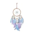 Atrapasueños artesanal de cuatro anillos azul cielo y violeta con plumas y cuentas decor - Combinación de Cuatro Anillos (MS9189)