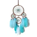 Atrapasueños azul estilo indio con cuatro anillos y plumas azules degradadas - Combinación Azul Cielo (MS9189A)