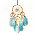 Atrapasueños de estilo indio con plumas azul-blancas y luces LED cálidas - Azul Cielo Blanco Con Luces LED (MS9189ACD)