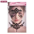 Bijoux de peau noirs LBT-007 pour visage et cou idéals pour maquillage festival - Style Diamant Noir Élégant (BLT-007)