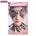 Autocollants visage papillon noir et décalcomanies diamant pour maquillage chic - Style Dentelle Papillon Noir (BLT-008)