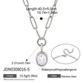 Stainless steel necklace with an oval cubic zirconia pendant in a silver finish - Oval Zirconia Paperclip Necklace (JDN0308016-S)