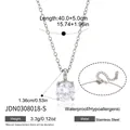 Classic silver stainless steel necklace with a round sparkling cubic zirconia pendant - Large Solitaire Pendant Necklace (JDN0308018-S)