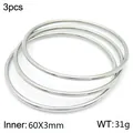 Set of 3 minimalist silver stackable bangles with polished finish in 3mm width - 3Pcs Set-Gold (KB184088-LO)