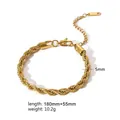 5mm 18k gold plated stainless steel rope chain bracelet with lobster clasp for women - 5mm Rope Chain Style (TB5017)