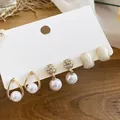 12-piece set of elegant French style gold drop pearl earrings and geometric studs - Pearl Teardrop/Gold (27# Silver Earring Post)
