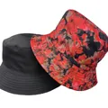 Lot de bobs réversibles avec noir uni classique et motifs floraux vintage élégants - M / Impression Florale Rouge et Noir (19)