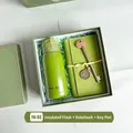 Business gift set with green vacuum flask, notebook and creative key-shaped pen - Stainless Steel Vacuum Flask Notebook Key Pen (FA-33)