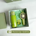 Business gift set including green vacuum flask and mini fan in a premium gift box - Stainless Steel Vacuum Flask Mini Fan (FA-36)