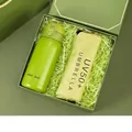 Business gift set 8 featuring a green stainless steel flask and UV50+ sun umbrella - Green Vacuum Flask Sun Umbrella Combo