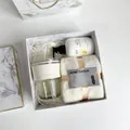 Business gift set in marble box with glass tumbler, towel and chamomile hand cream - Marble Cup Towel Hand Cream (H-09)