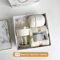 Business gift set featuring a marble box, glass tumbler, humidifier, and cotton towel - Marble Cup Towel Humidifier (H-10)