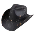 Western straw cowboy hat in black with golden splattered paint and a wide brim - Black Gold Dot Style / Black