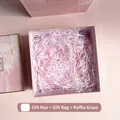 Pink marble business gift set including a gift box, matching bag, and raffia filler - Pink Empty Gift Box Bag Raffia