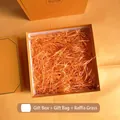 Premium orange gift box set with matching carry bag and raffia paper filler - Orange Empty Gift Box Bag Raffia