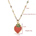 Collana con ciondolo a fragola dorata con catena regolabile da 40+5cm per donne - Fragola (XL365)