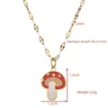 Chic gold-plated necklace with red and white mushroom pendant and size measurements - Mushroom Style (BXGXL368)